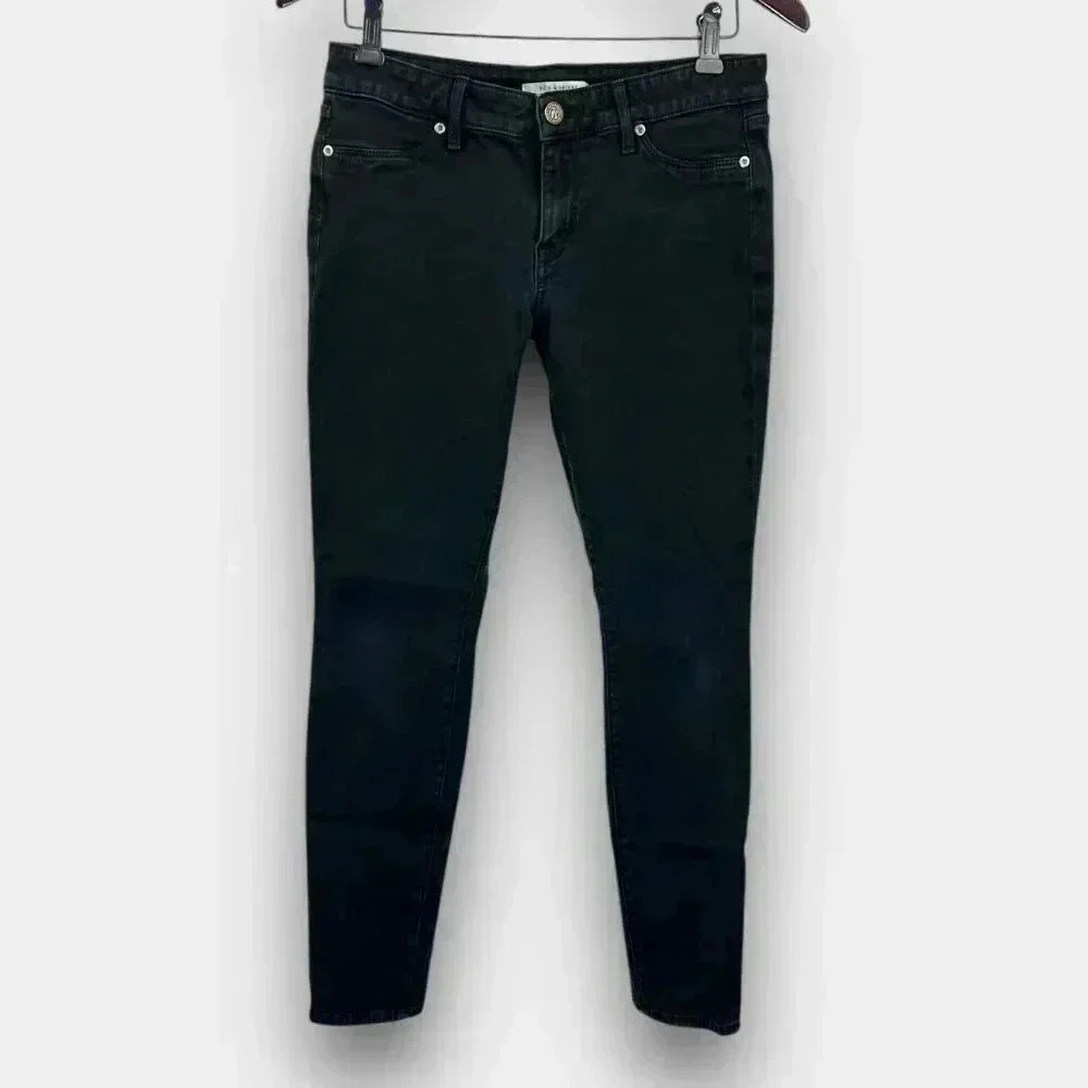 Rich & Skinny Classic Jeans 28 Black Dark Wash Y2K Low Rise Slim Denim Pants